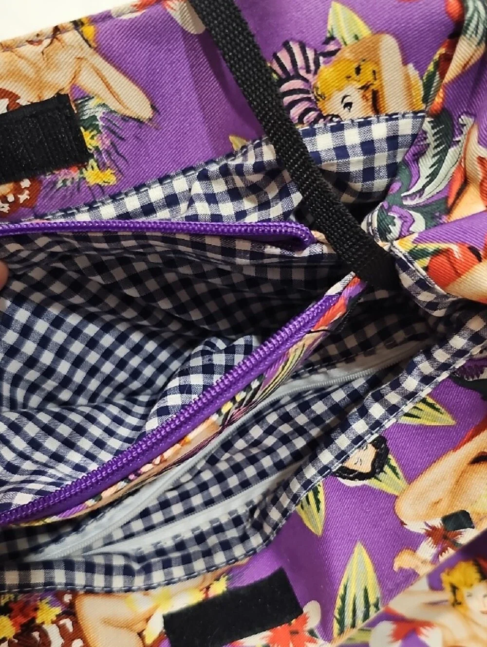 Purple Tropical Pin-Up Print Women's Shoulder Bag